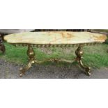 An onyx topped coffee table, width 47ins