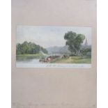A 19th century watercolour, river scene with narrow boats, inscribed William Harvey