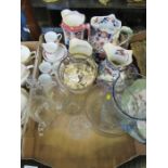 Mason jugs, glassware, etc