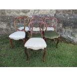 A harlequin set of seven Edwardian chairs, including five kidney backed and two hoop backed.