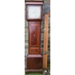 An Antique mahogany cased long case clock, with painted square dial, inscribed Dublin, inlaid