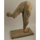 The Diver, a metal figure, on rectangular base, height 18.5ins