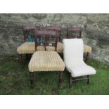 A set of four 19th century mahogany bar back dining chairs, together with an easy chair