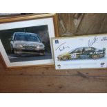 Two framed motoring prints, PEUGEOT 406 rallying, one signed by Tim Harvey And Patrick Watts