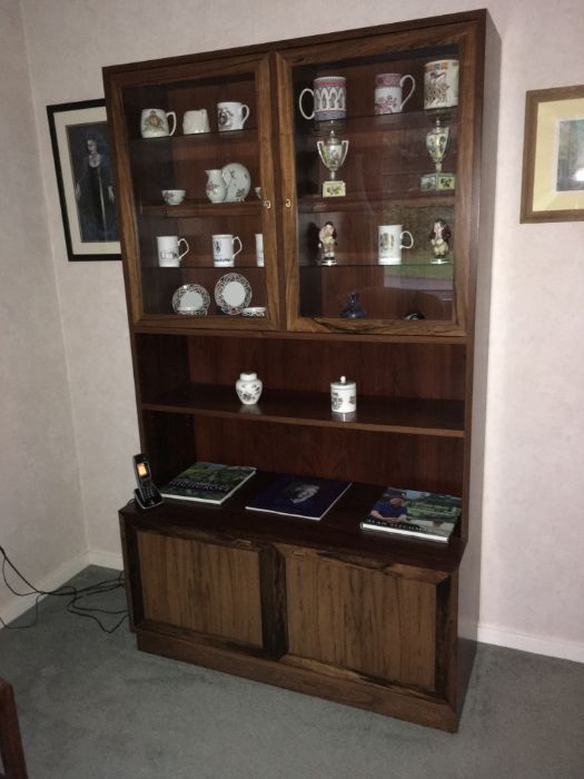 A three section teak, oak and rosewood unit, in the Danish style, manufactured by Sejling Skabe, - Image 2 of 2