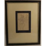 Laura Knight, pencil sketch, three clowns, signed with initials, 10ins x 6.25ins (D)