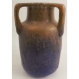 A Ruskin high fired vase, of large proportions, with triple loop neck, brown glaze over blue,