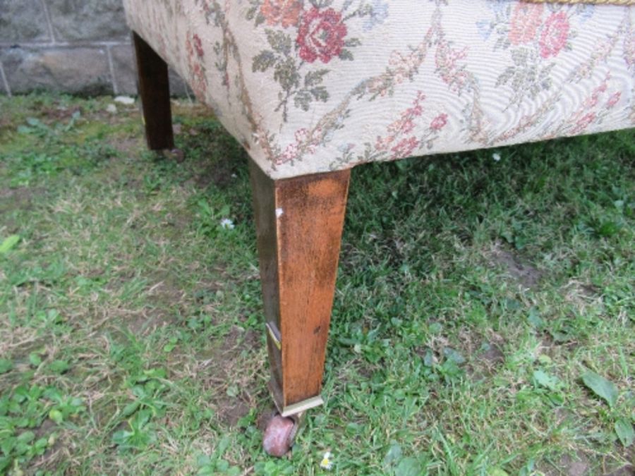 A high backed wing back two seater settee, the floral upholstery, width 53ins x height 47ins - Image 3 of 5