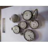 Six silver pocket watches