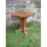 A Robert Mouseman Thompson oak octagonal occasional  table, with adzed finish, height 19ins,