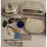 A quantity of silver plated items, to include flat ware, serving dishes etc, together with some