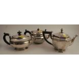 A silver teapot, of octagonal form, raised on an octagonal pedestal foot, London 1927, weight 13oz