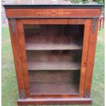 A 19th century walnut pier cabinet, with glazed doors and satinwood inlay, 29.5ins x 12ins, height