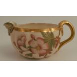 A Royal Worcester gilded ivory jug, decorated with flowers, dated 1888, height 2.5ins minor