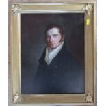 A 19th century oil on canvas, portrait of a man, 15.5ins x 12ins, re-lined