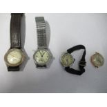 Three gentleman's wristwatches, together with a 9 carat gold cased watch, missing strap