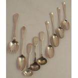 A Victorian fiddle and thread pattern silver spork, London 1871, weight 1oz, length 5.5ins, together