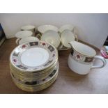 A Royal Crown Derby six piece tea set, in the Derby Border pattern, to include sugar bowl and