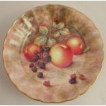 A Royal Worcester tazza, decorated with hand painted fruit by Edward Townsend, diameter 9.5ins