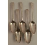 A set of five Georgian silver dessert spoons, engraved with a crest, London 1782, maker George Smith