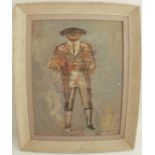 Thomas Swimmer, British 20th Century, oil on board, Bullfighter, 16.5ins x 12.5ins, bearing original