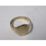 A 9 carat gold signet ring, with an oval head, finger size S, 4.5g gross