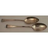 A pair of Georgian silver basting spoons,  London 1808, maker James Ede & Alexander Hewat, weight