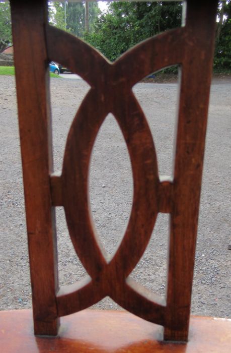 A mahogany desk chair, the curved back with upholstered upper section, raised on turned spindles and - Image 4 of 4