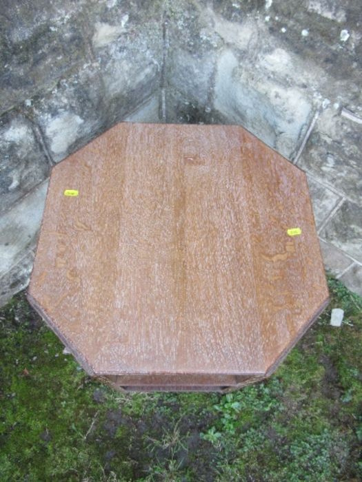 A 1930's Art Deco Heals octagonal limed oak book table, stamped number to base - Image 2 of 3