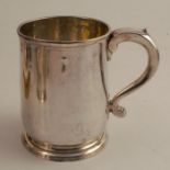 An 18th century Britannia silver mug, with initials to the base, London 1722, maker Richard Green,