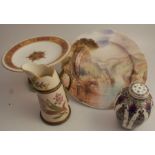 A Royal Worcester caddy, with cover and inner cover, decorated with flowers, shape number 2512,