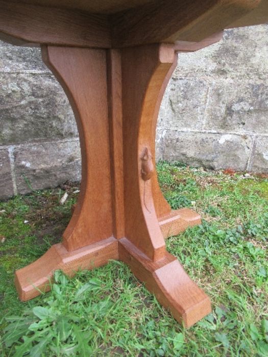 A Robert Mouseman Thompson oak octagonal occasional  table, with adzed finish, height 19ins, - Image 4 of 4