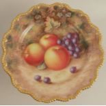 A Royal Worcester comport, of star shape, decorated with hand painted fruit by H Ayrton, diameter