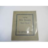 Rupert Brooke, "1914" Five Sonnets, published London, Sidgwick & Jackson, Limited, 3 Adam Street,