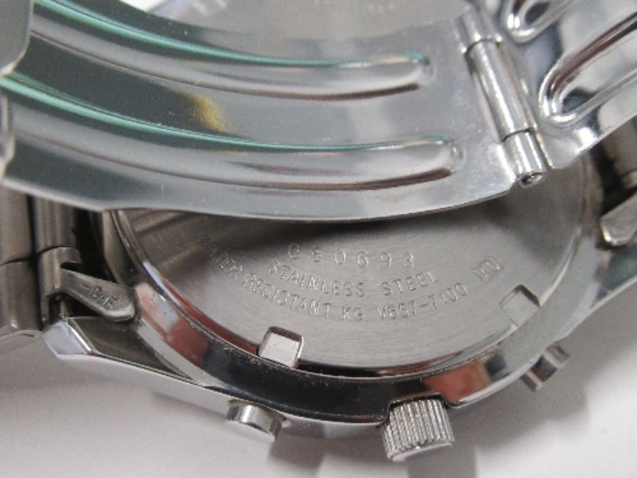 Seiko, chronograph stainless steel gentleman's wristwatch, with date aperture, on a metal strap, the - Image 4 of 5