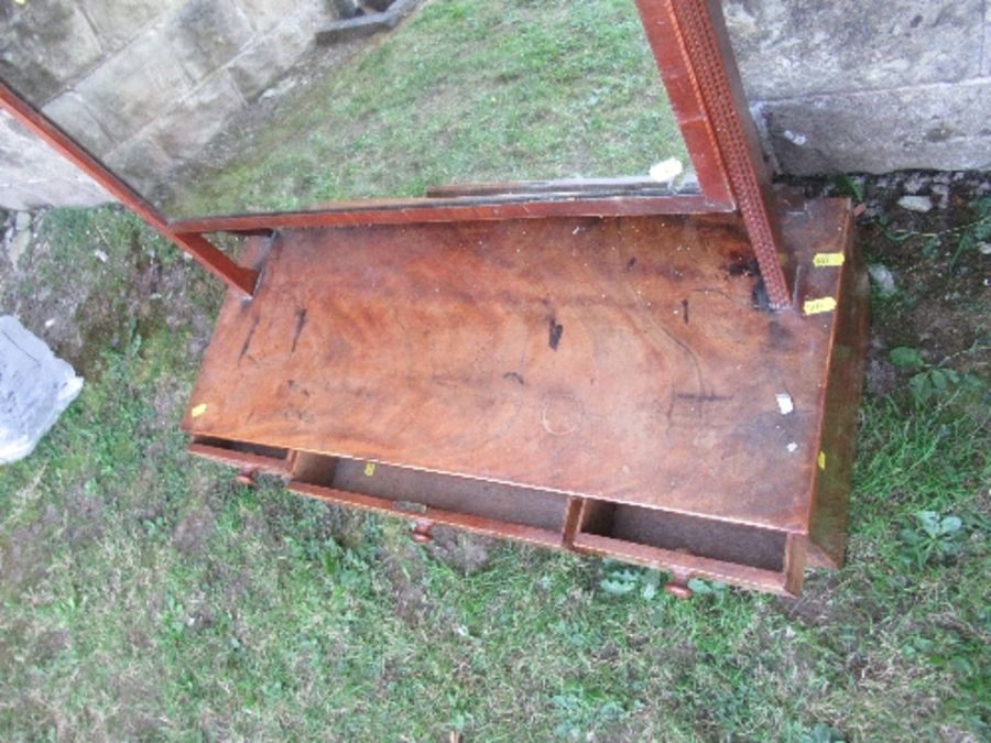 A large 19th century mahogany swing frame toilet mirror, the base fitted with two long central - Image 3 of 5