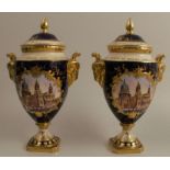 A pair of Coalport limited edition covered vases, commemorating the 1981 wedding of The Prince of