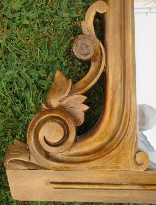 A gilt framed over mantel mirror, of rectangular form, with scroll and leaf decoration, overall - Image 4 of 4