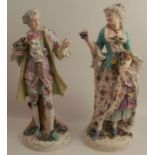 A pair of 19th century Samson of Paris porcelain figures, of a man and a woman in polychrome