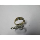 A 9 carat gold sapphire and diamond Edwardian style ring, finger size J 1/2, together with an