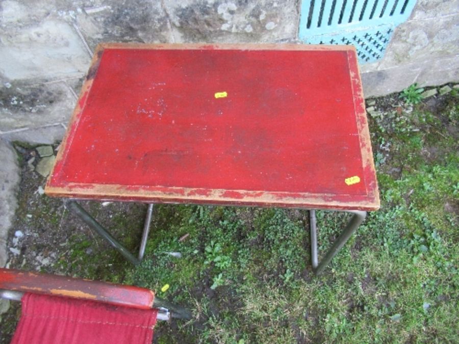 A 1920's Thonet cantilevered tubular steel B34 1/2 child's chair and table set, designed by Marcel