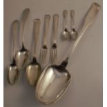 A large Copenhagen silver serving spoons, length 15ins, together with various other pieces of