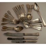 A quantity of Continental silver plated cutlery, comprising knives, forks and spoons etc