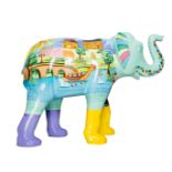 Alex the Cleaniphant A riverside scene of Worcester using bright colours H1600mm x L2150mm x W800mm,