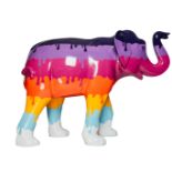Global Warming Rainbow coloured elephant, with colours dripping down H1600mm x L2150mm x W800mm,