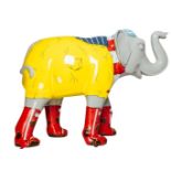 Muddy Walks An elephant wearing a yellow mac and red wellies H1600mm x L2150mm x W800mm, weight