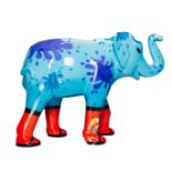 Wellyphant A blue elephant, wearing red wellies, with water splashes on H1600mm x L2150mm x