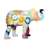 Porcelain Elephant Covered in plates inspired by the designs featured within the collections of