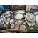 Three boxes of china, to include Portmeirion, blue and white, Susie Cooper coffee ware, etc.