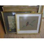 David Thelwell, two watercolours, studies of birds, 8ins x 10ins and 7ins x 10ins